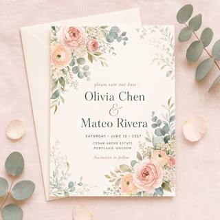 Garden Romance save-the-date card design