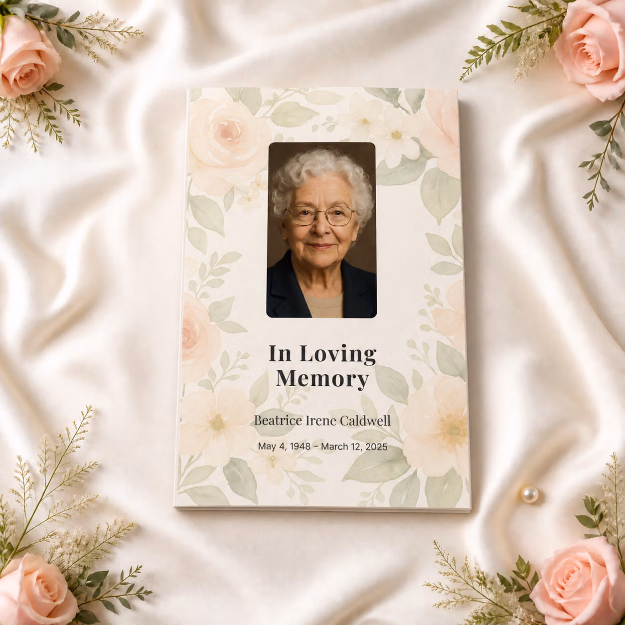 Elegant Floral funeral program design