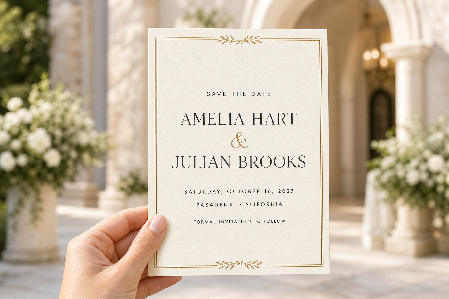 Eternal Vows Save the Date — In Hand view